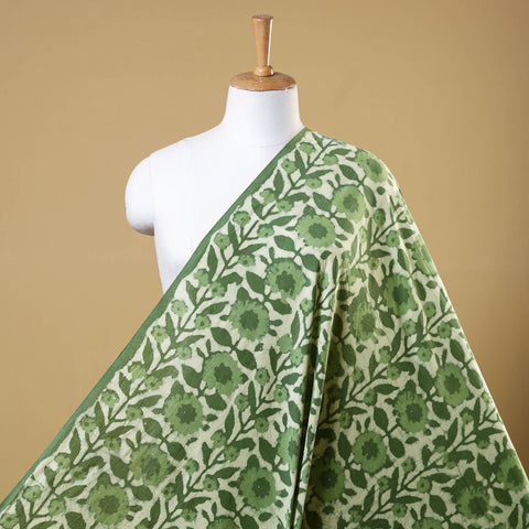 Green - Hand Block Print Cotton Natural Dyed Jahota Fabric 18