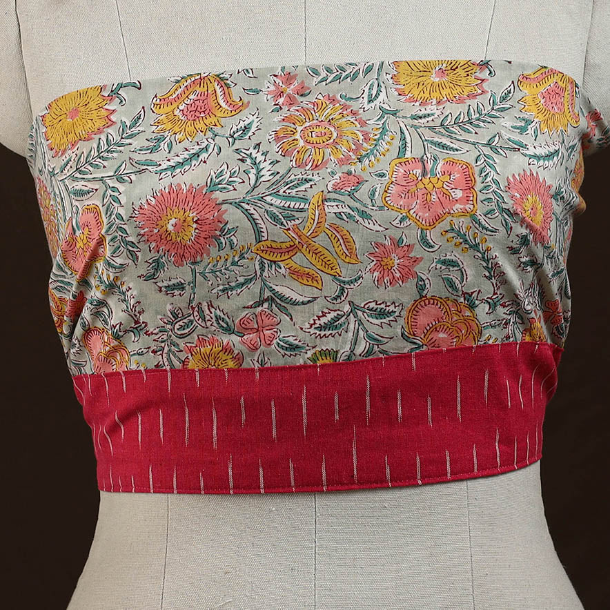 Block print cotton sanganeri blouse piece 22 - handcrafted
