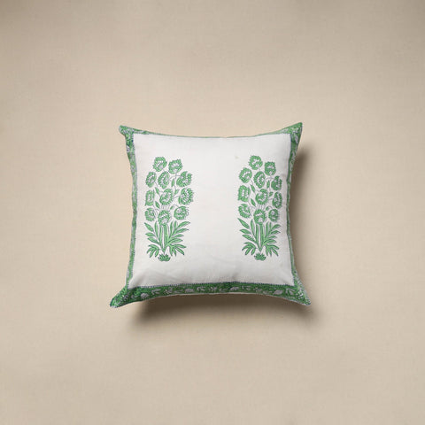 Cotton sanganeri cushion cover (16 x 16 in) 30 - handcrafted