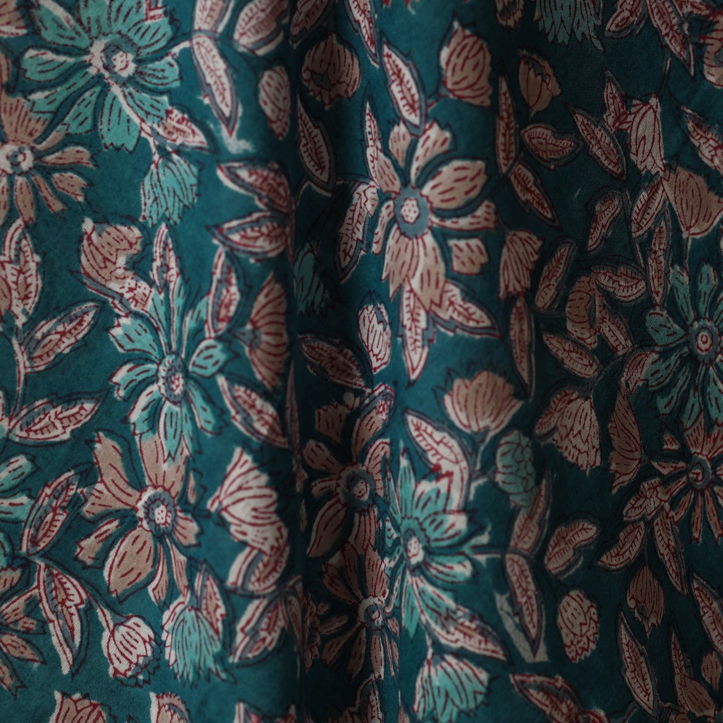 Green - cotton sanganeri fabric 02 - handcrafted