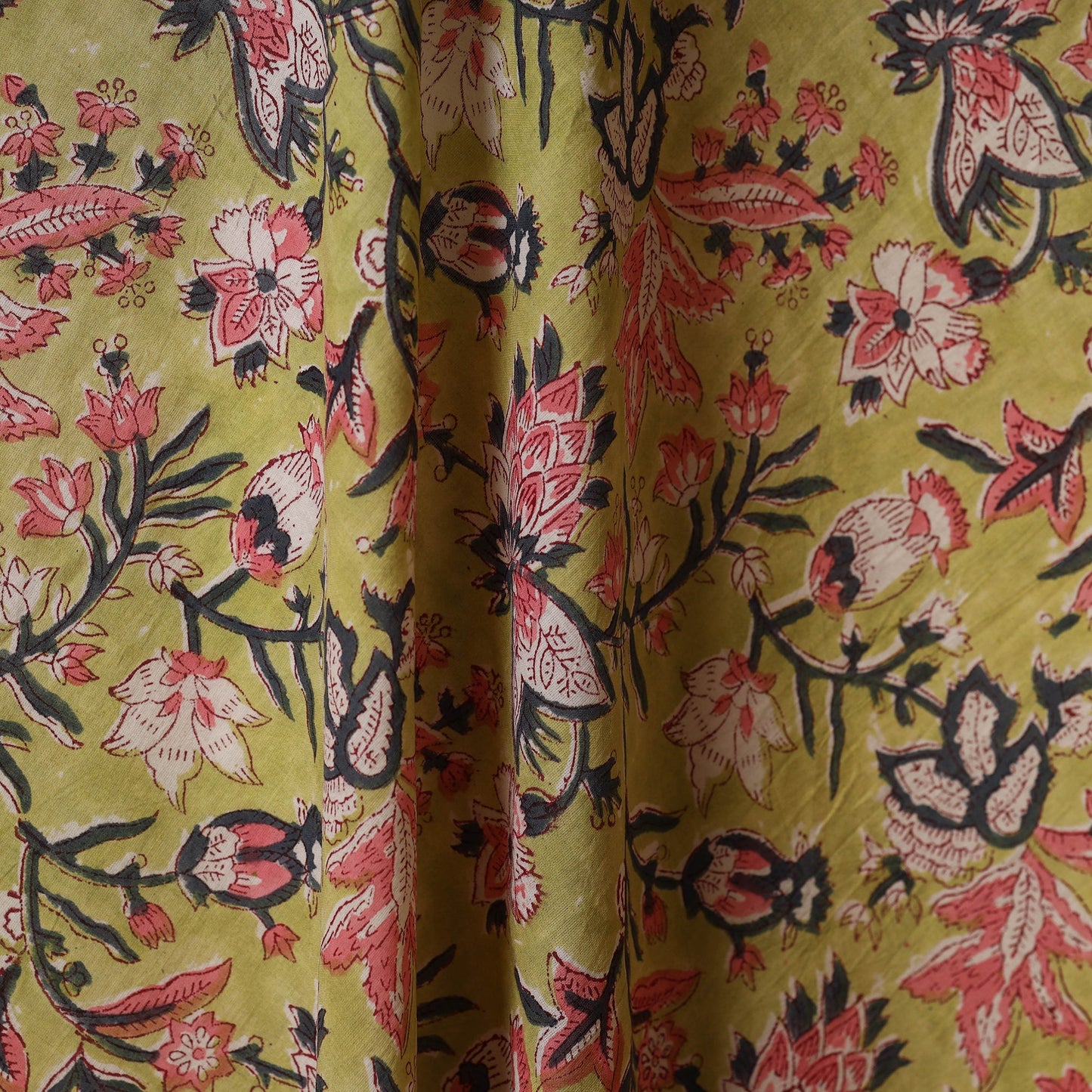 Green - cotton sanganeri fabric 03 - handcrafted