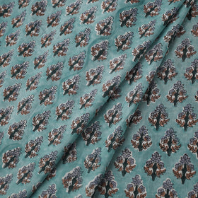 Green Block Print Cotton Sanganeri Fabric