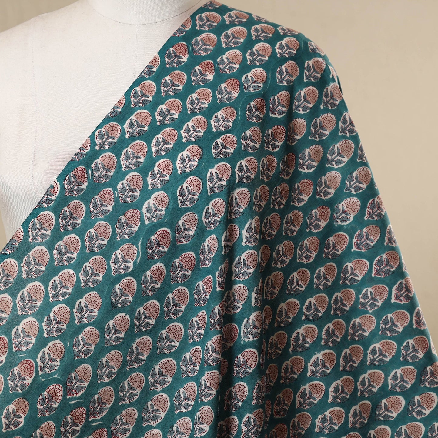 Green - cotton sanganeri fabric 05 - handcrafted