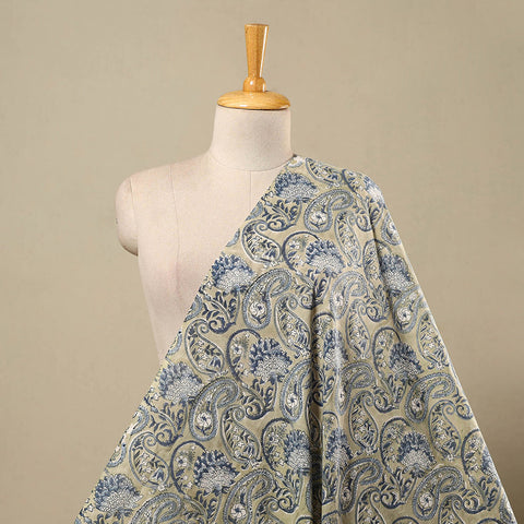 Green Block Print Cotton Sanganeri Fabric