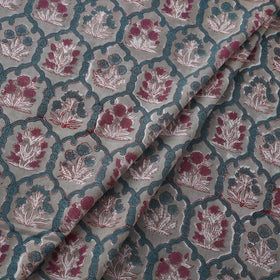 Green Block Print Cotton Sanganeri Fabric