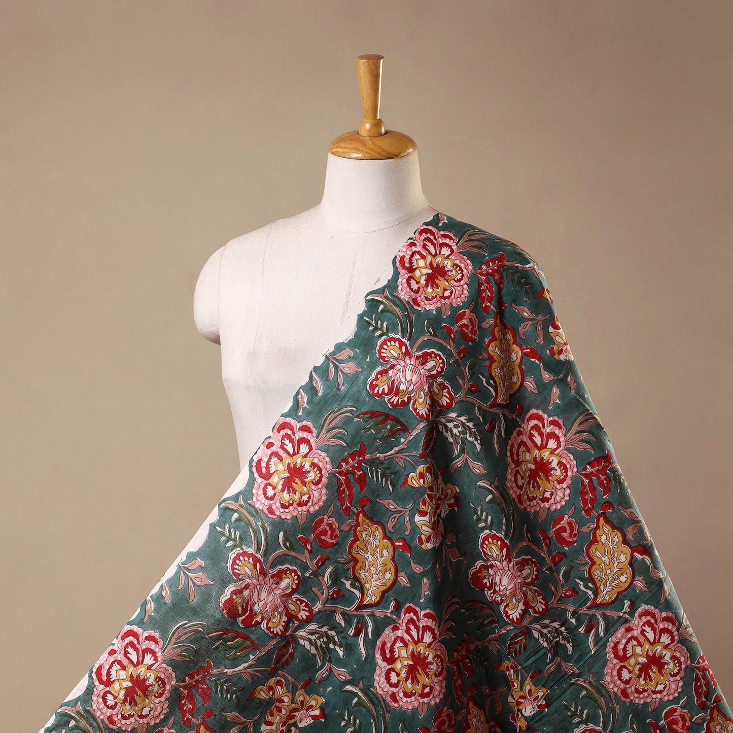 Green - cotton sanganeri fabric 12 - handcrafted