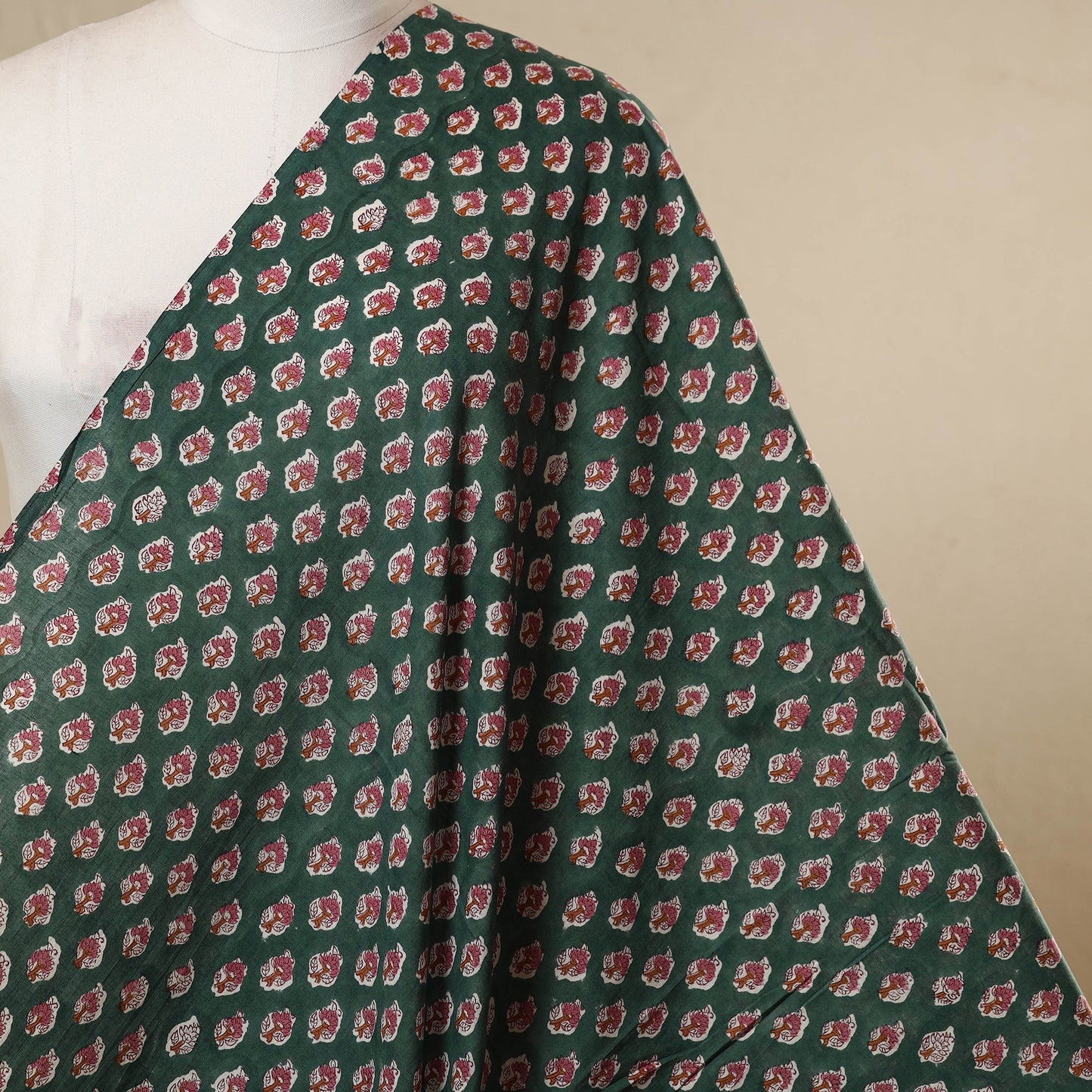 Green - cotton sanganeri fabric 24 - handcrafted