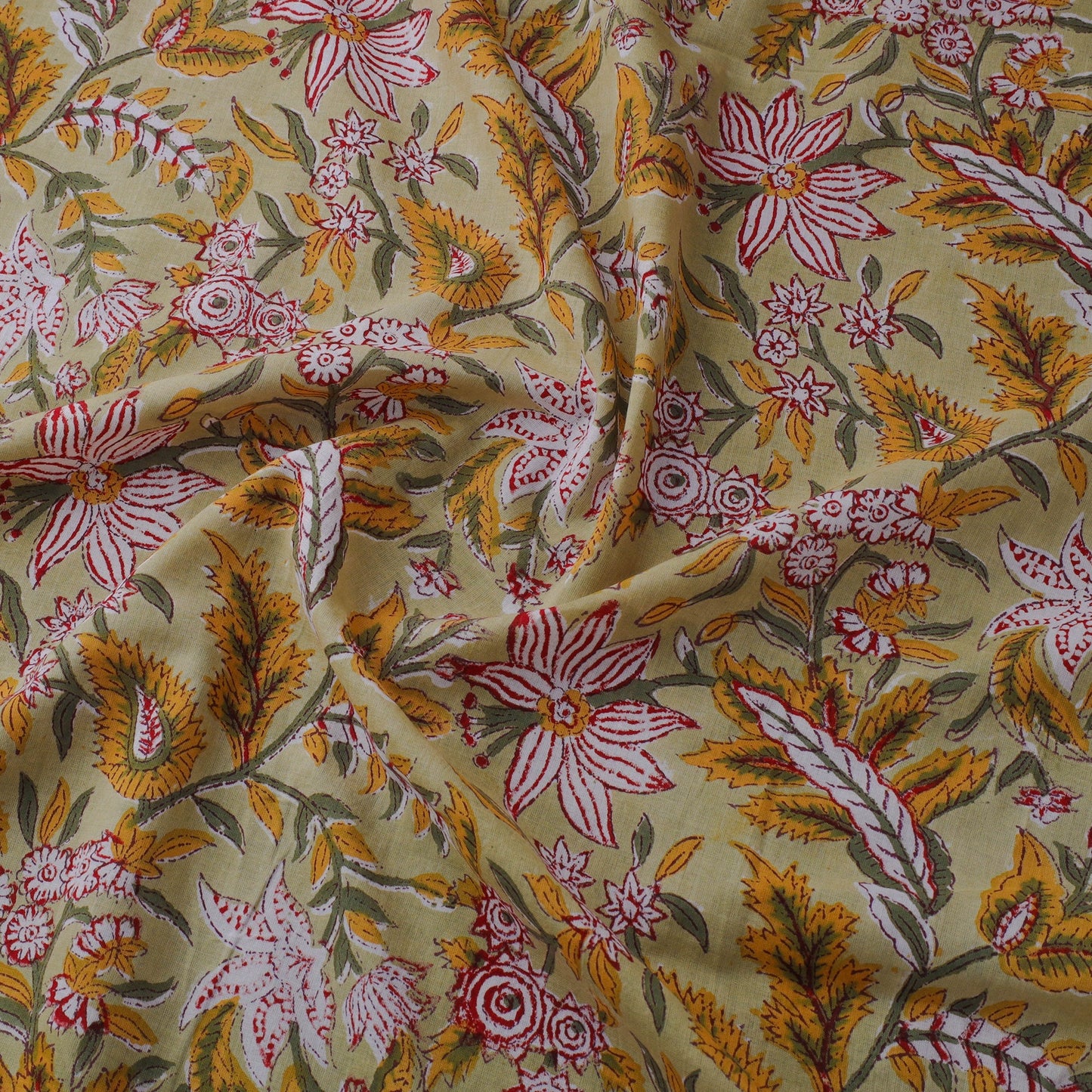 Green - cotton sanganeri fabric 24 - handcrafted