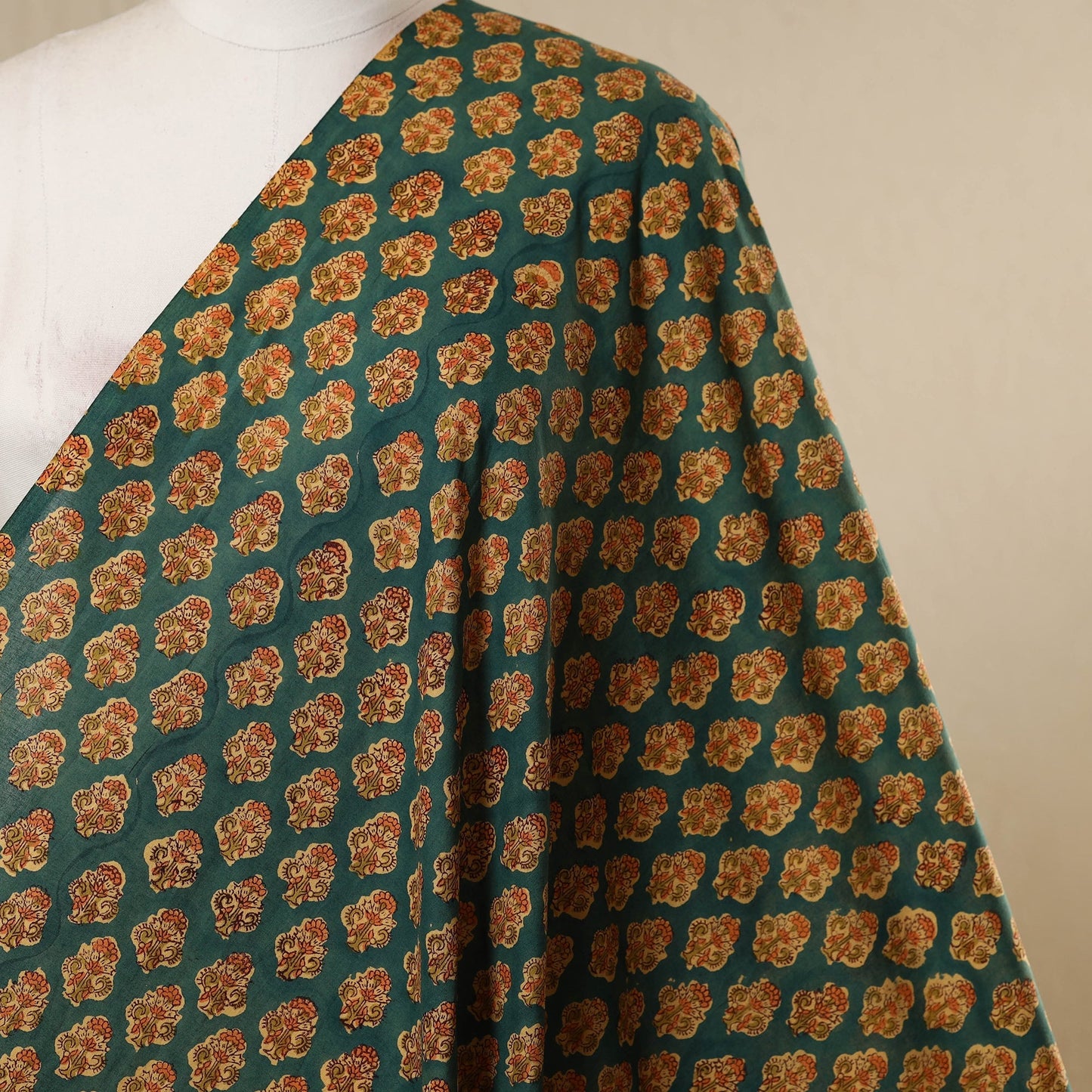 Green - cotton sanganeri fabric 25 - handcrafted