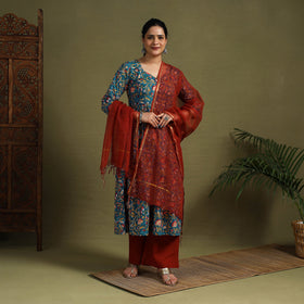 Green - cotton sanganeri kurta set (set of 3) 07