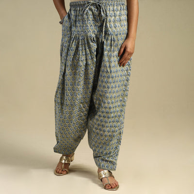 Green Block Print Cotton Sanganeri Salwar