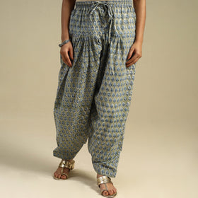 Green Block Print Cotton Sanganeri Salwar