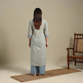 Green - cotton straight sanganeri kurta 04 - handcrafted