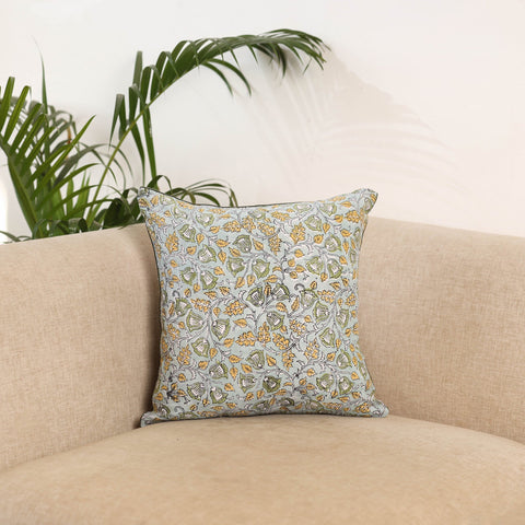 Green - sanganeri cushion cover 02 - handcrafted