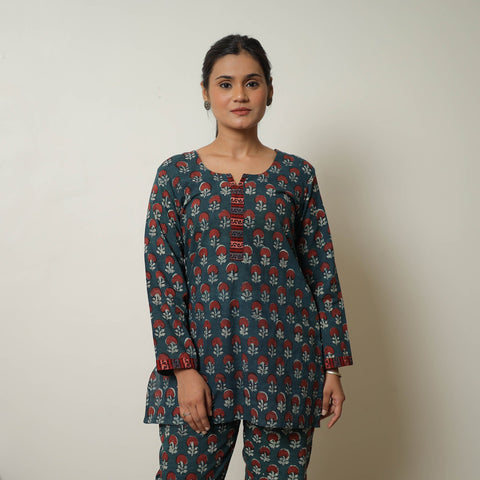 Green - Block Printed Cotton Bagru Co-Ord Set 10