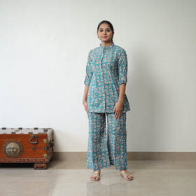 Green - printed cotton sanganeri co-ord set 09 - handcrafted