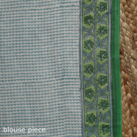 Green - printed mul cotton sanganeri saree - handcrafted