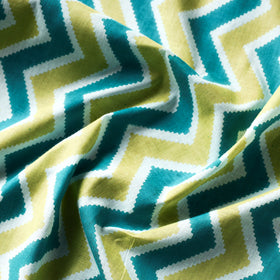  Green-Blue Zigzag Jaipur Print Cotton Fabric 