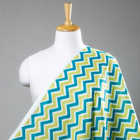  Green-Blue Zigzag Jaipur Print Cotton Fabric 