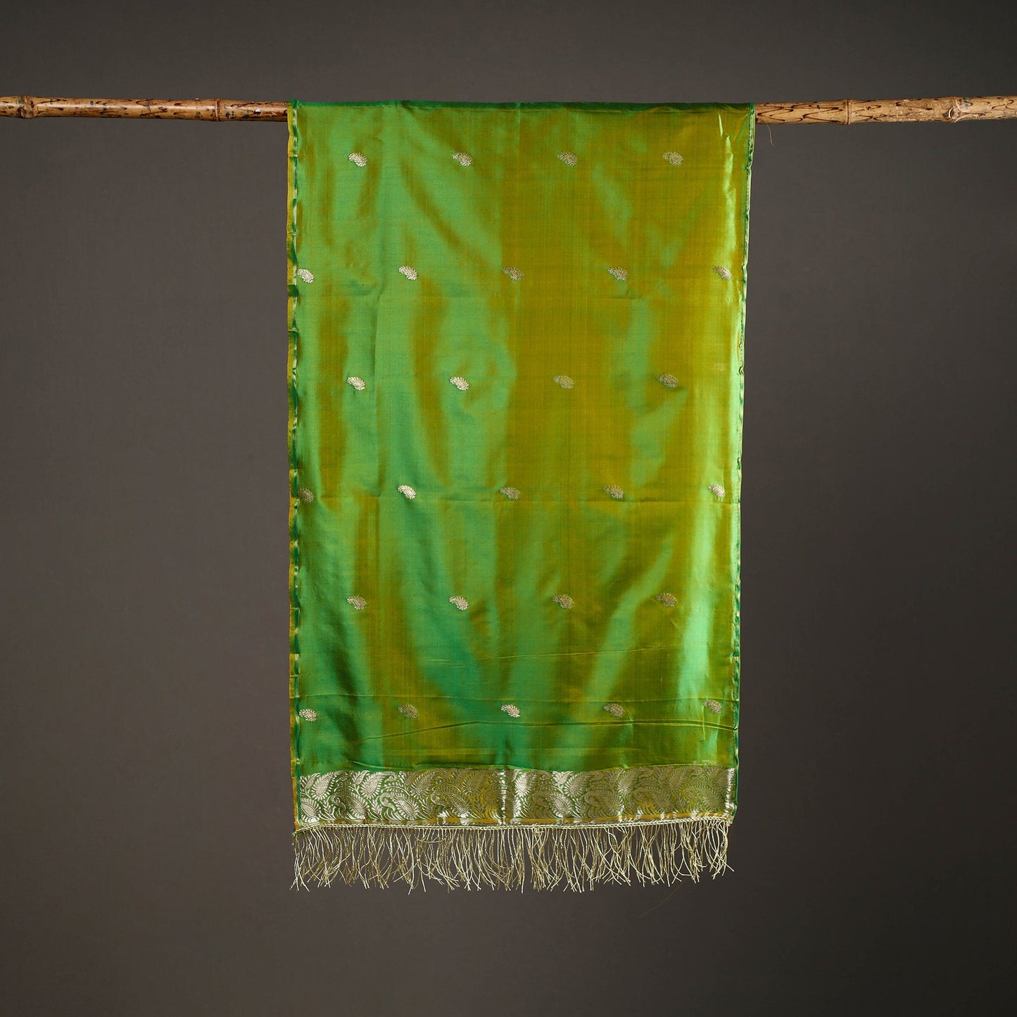 Buy Green Brocade Handloom Pure Silk Banarasi Stole