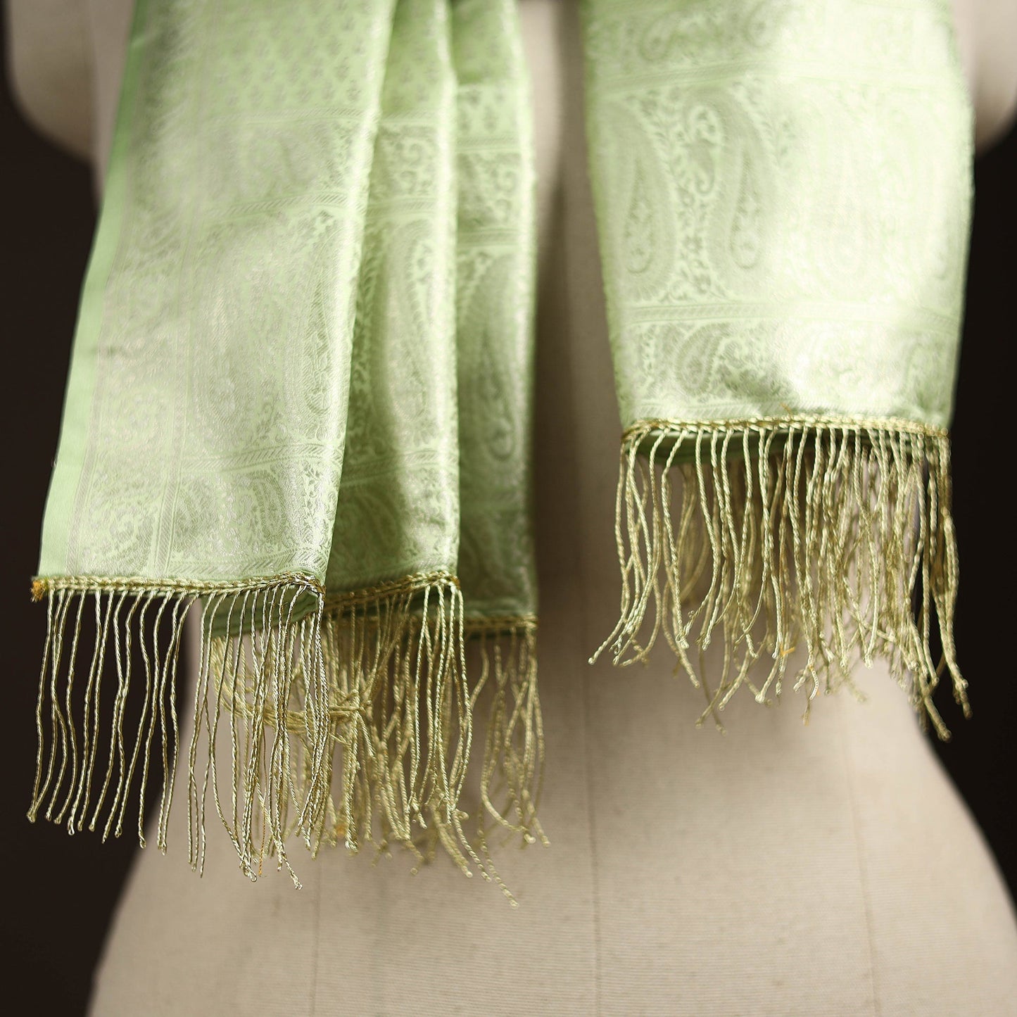 Brocade handloom semi silk banarasi stole 05 - handcrafted