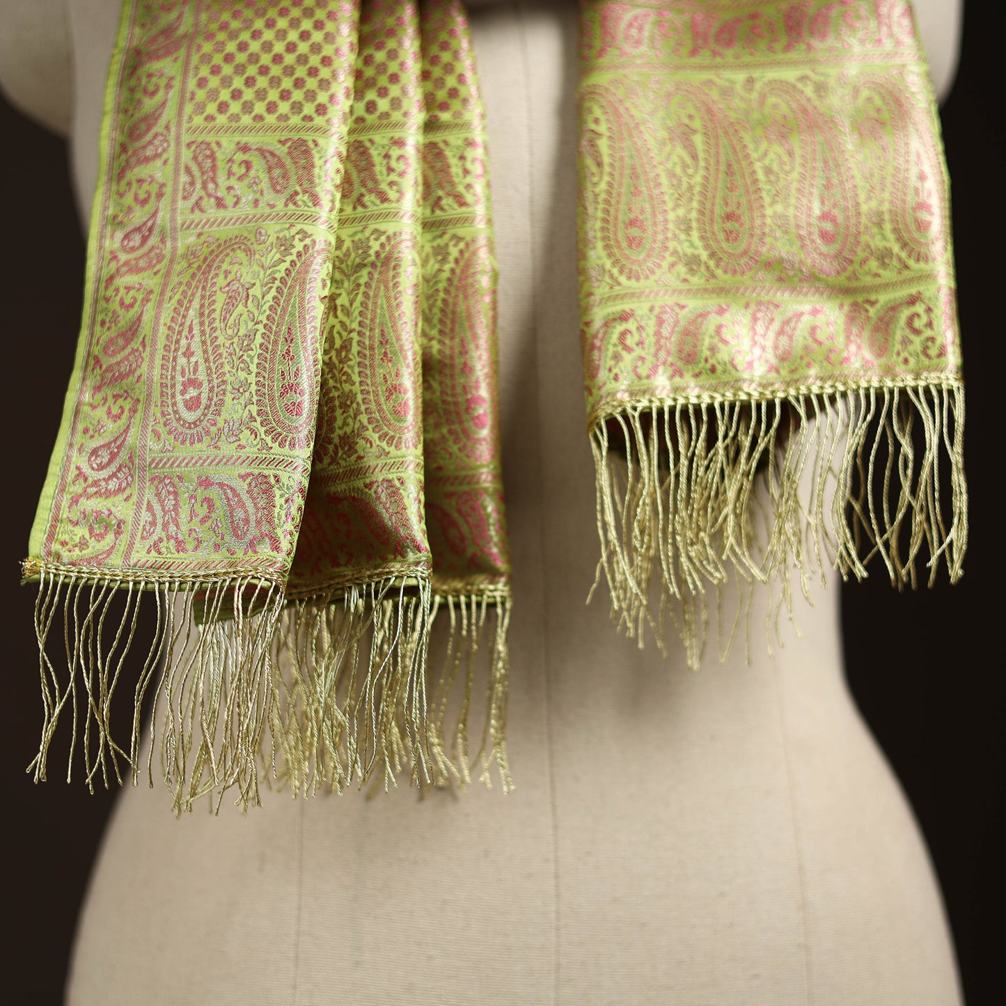 Brocade handloom semi silk banarasi stole 07 - handcrafted