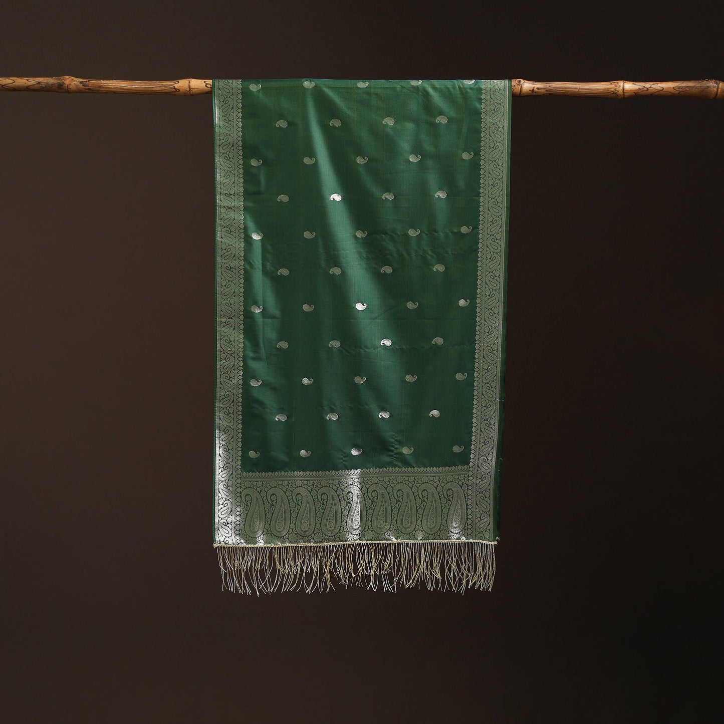 Brocade handloom semi silk banarasi stole 18 - handcrafted