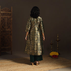 Green - brocade silk a-line banarasi kurta 02 - handcrafted