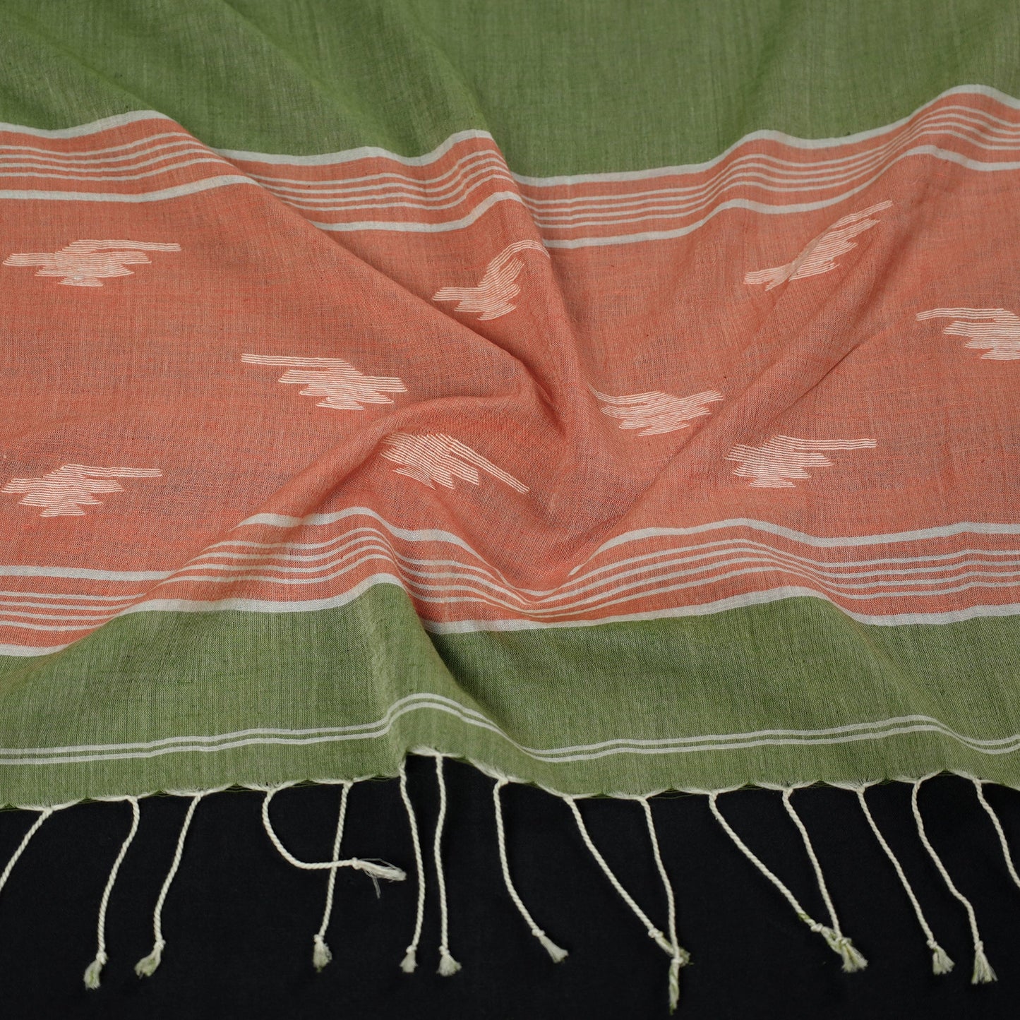 Buy Green Burdwan Jamdani Buti Handloom Cotton Stole