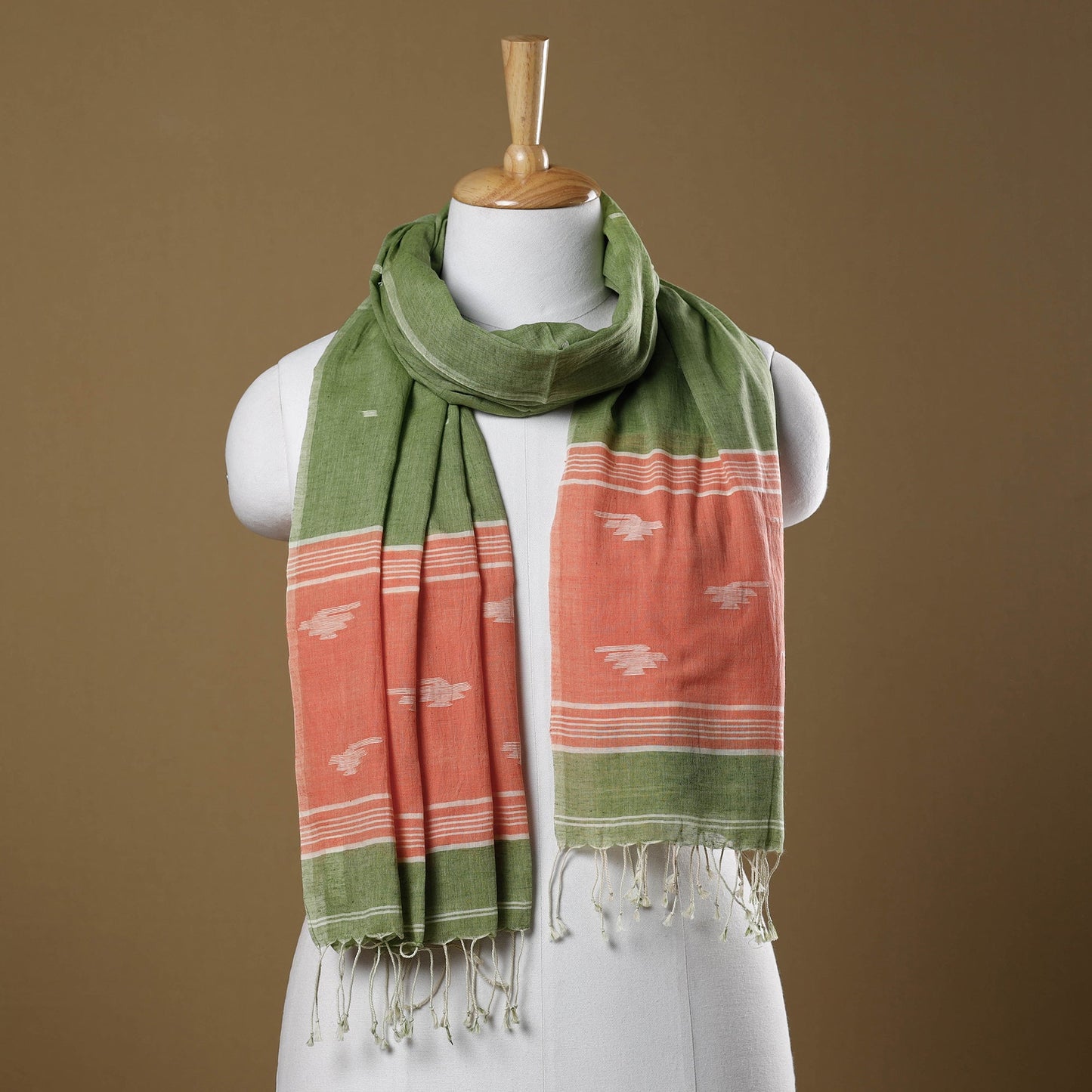 Buy Green Burdwan Jamdani Buti Handloom Cotton Stole