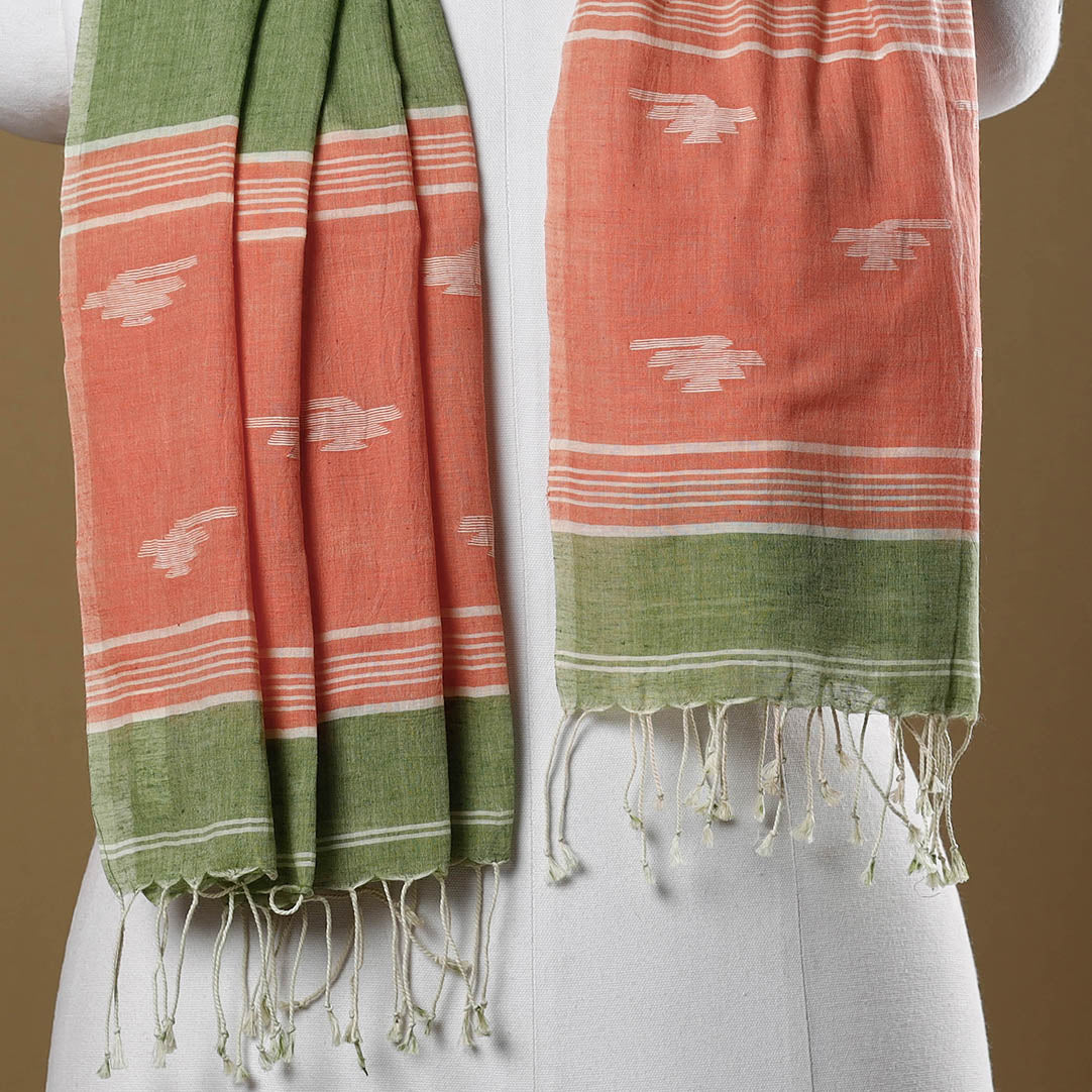 Buy Green Burdwan Jamdani Buti Handloom Cotton Stole