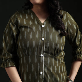 Button down cotton pochampally ikat dress 03 - handcrafted