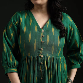 Button down flared cotton pochampally ikat dress 07