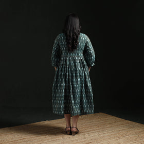 Button down flared cotton pochampally ikat dress 08