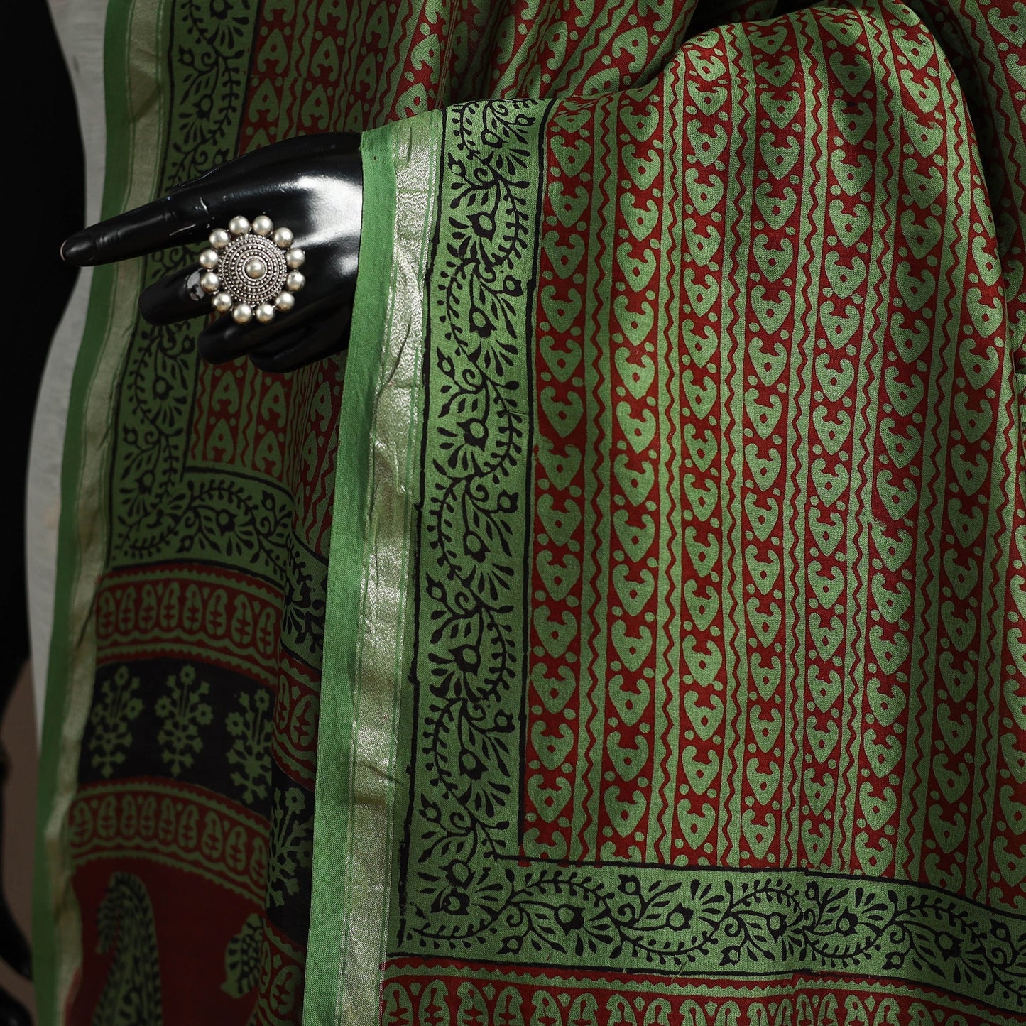 Chanderi silk bagh natural dyed dupatta with zari border 48