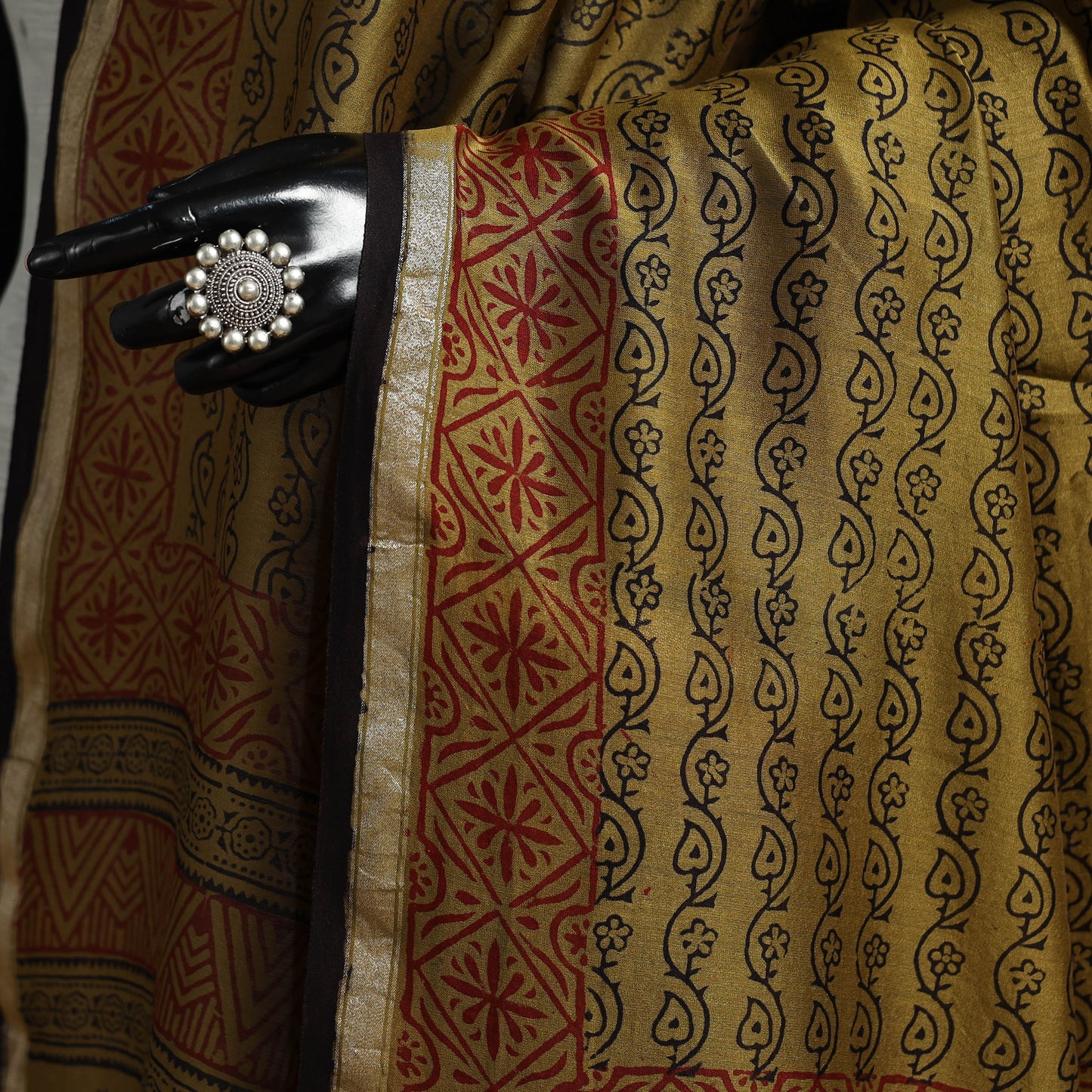 Chanderi silk bagh natural dyed dupatta with zari border 44