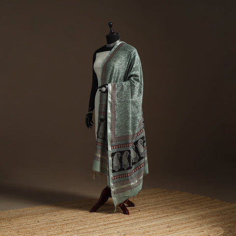 Chanderi silk bagh natural dyed dupatta with zari border 10