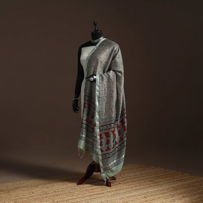 Chanderi silk bagh natural dyed dupatta with zari border 11