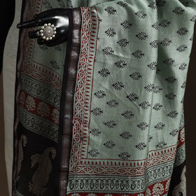 Green - chanderi silk bagh natural dyed dupatta with zari