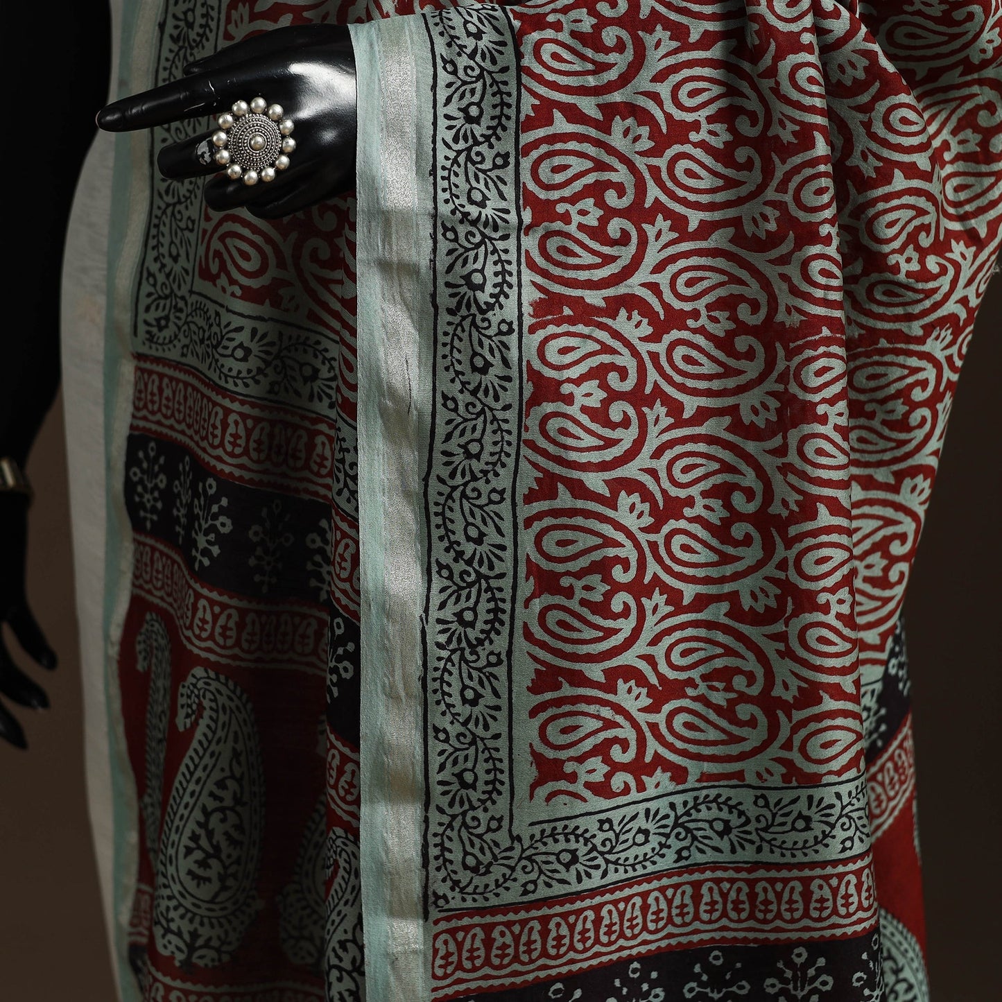 Chanderi silk bagh natural dyed dupatta with zari border 13