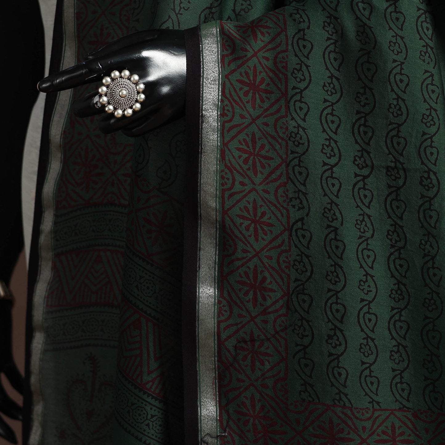 Chanderi silk bagh natural dyed dupatta with zari border 36