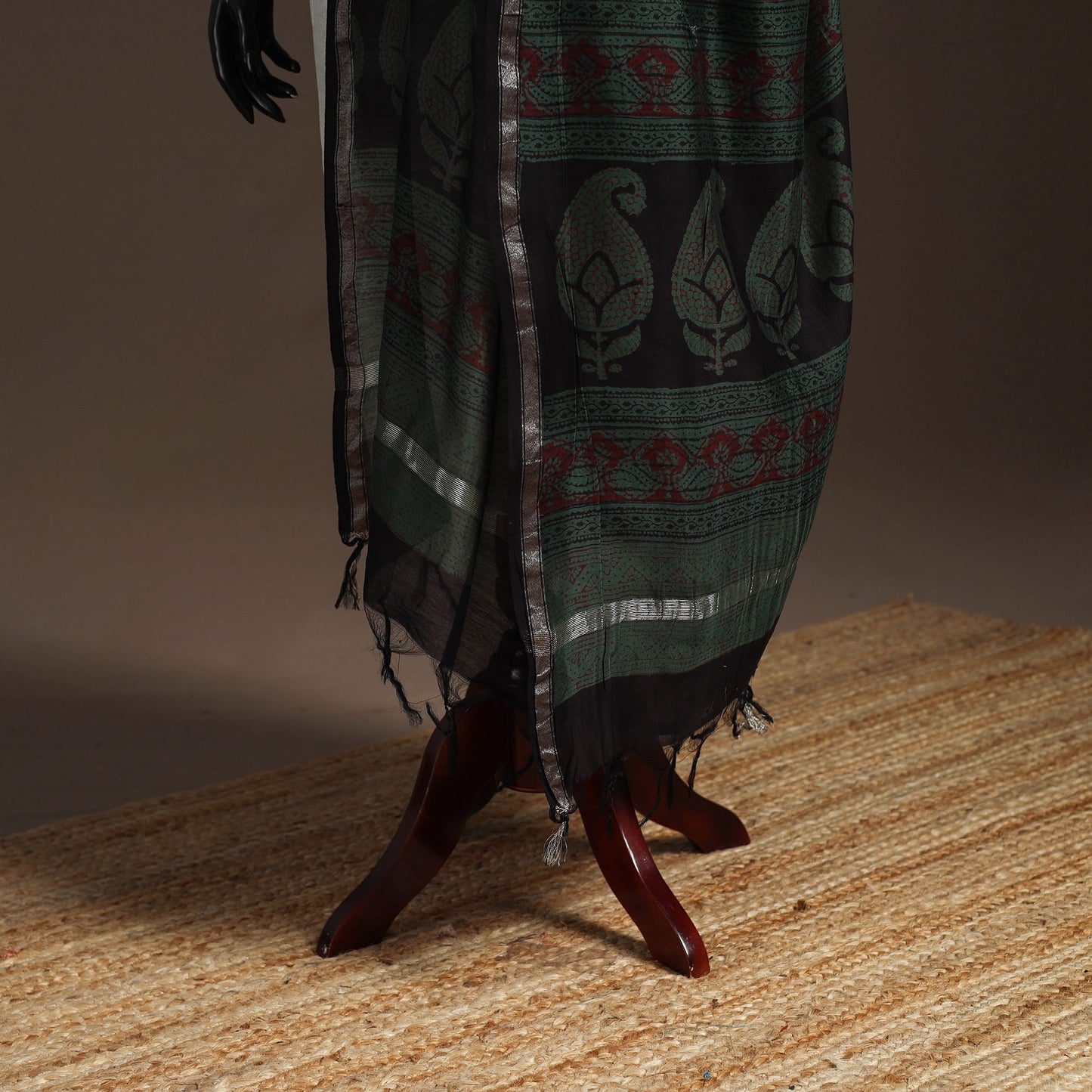 Chanderi silk bagh natural dyed dupatta with zari border 37