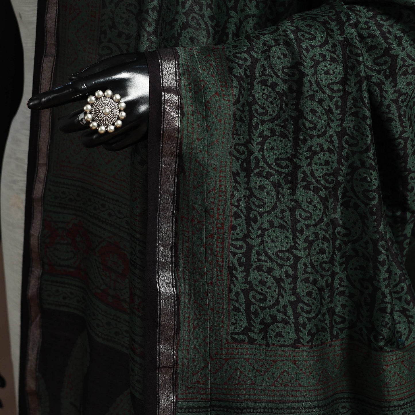 Chanderi silk bagh natural dyed dupatta with zari border 37