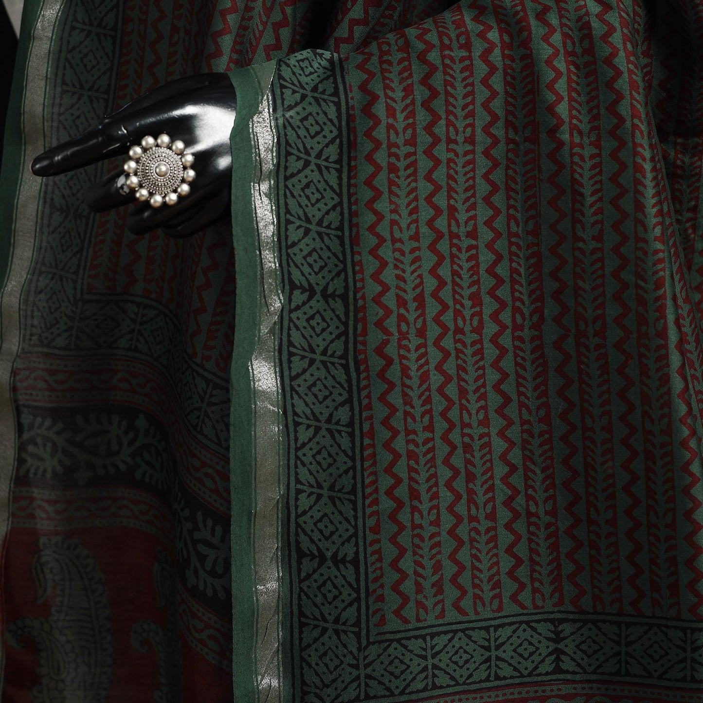 Chanderi silk bagh natural dyed dupatta with zari border 38