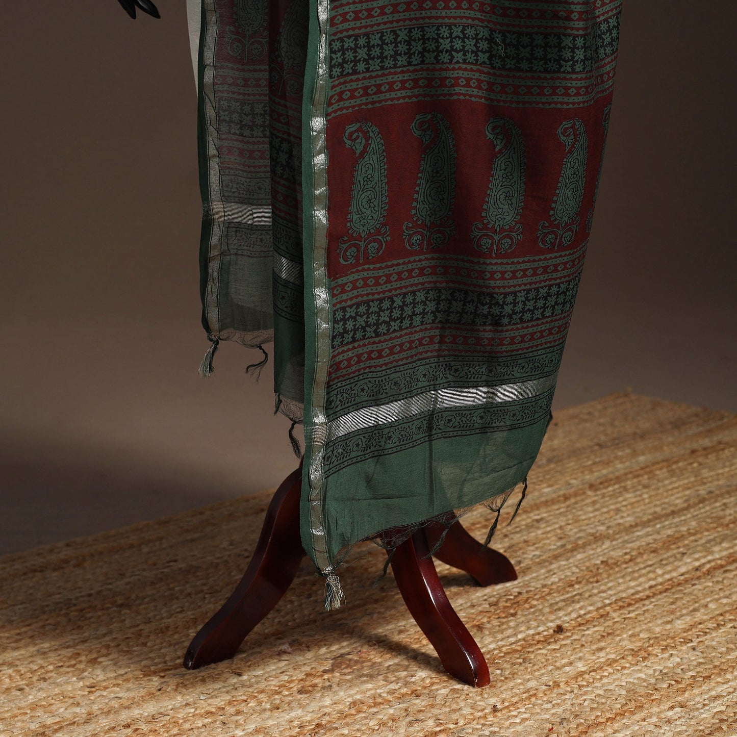 Chanderi silk bagh natural dyed dupatta with zari border 39