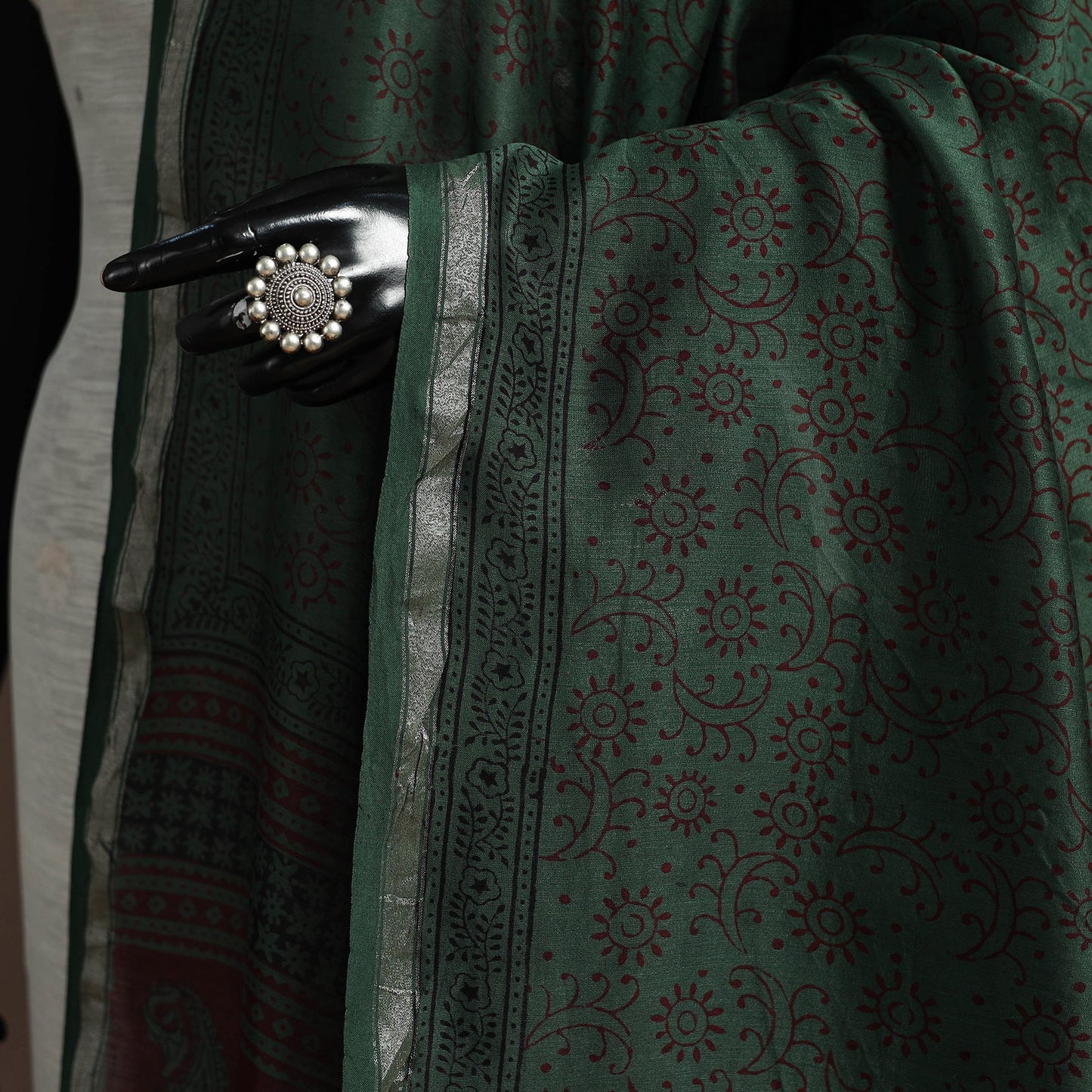 Chanderi silk bagh natural dyed dupatta with zari border 39