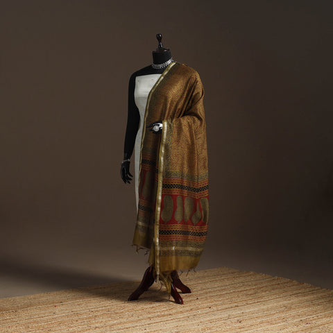 Chanderi silk bagh natural dyed dupatta with zari border 46