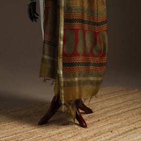 Chanderi silk bagh natural dyed dupatta with zari border 46