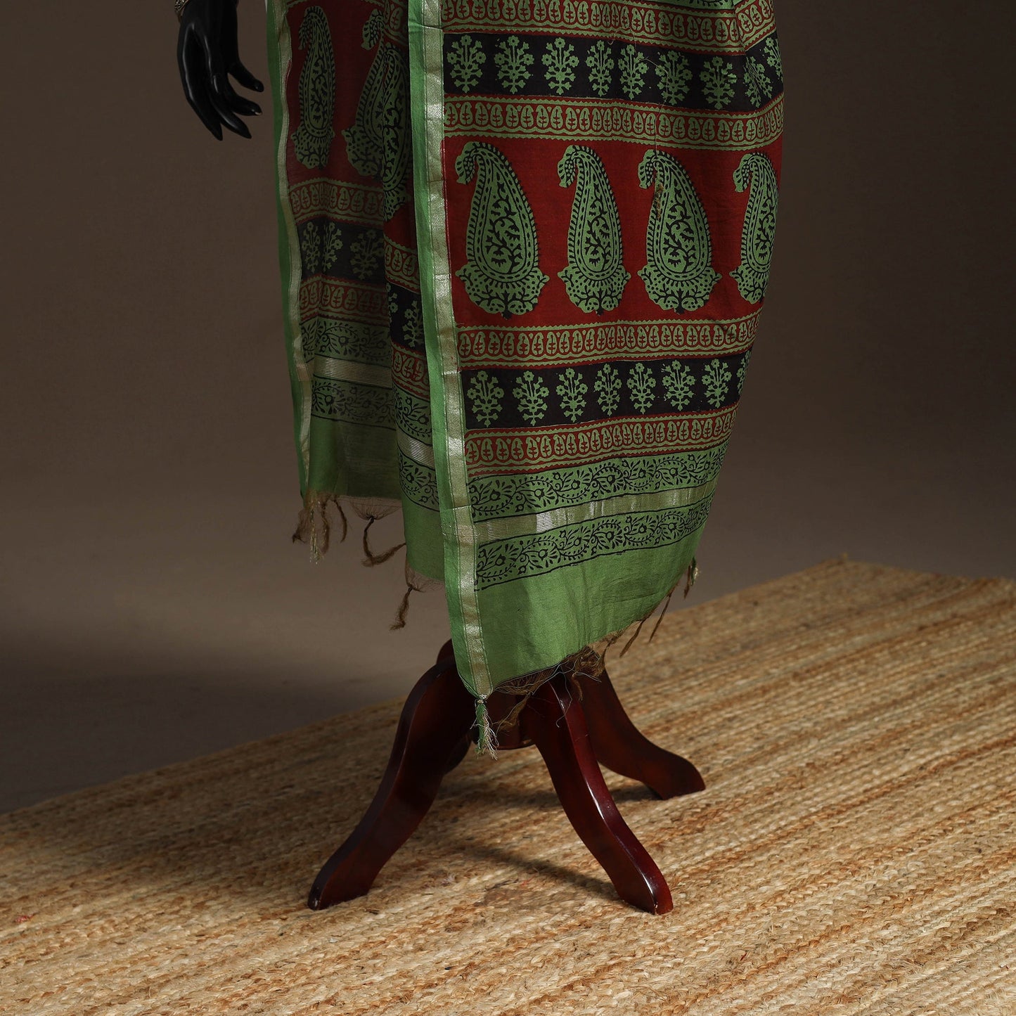 Chanderi silk bagh natural dyed dupatta with zari border 48