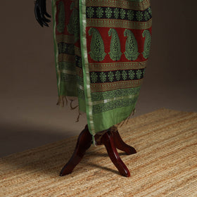 Chanderi silk bagh natural dyed dupatta with zari border 48